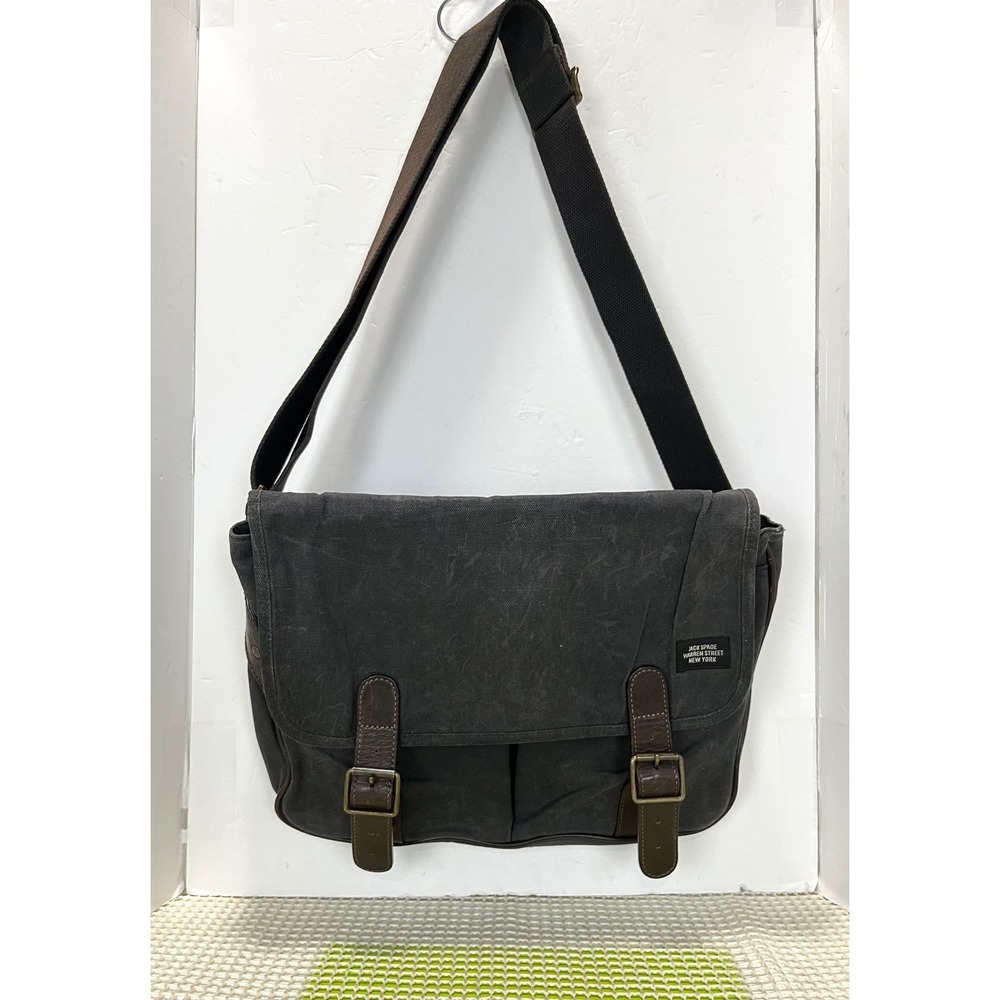 Jack Spade Canvas Messenger Bag Charcoal Gray rugged good